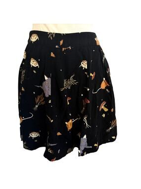 Black Friday Cat & Mushroom Mini Skater Skirt Whimsygoth Indie Forest Fairy